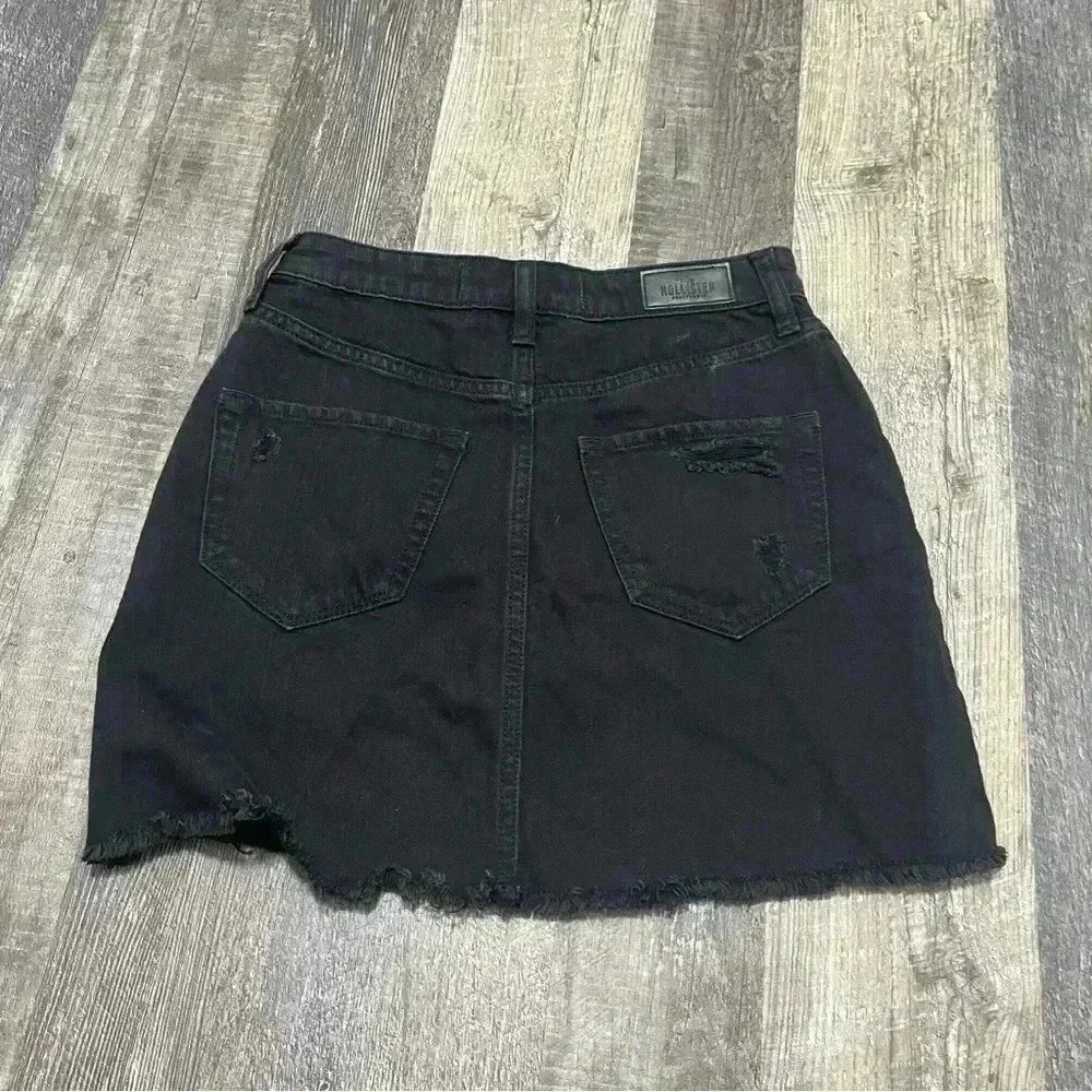 Women’s Hollister Jean distressed black skirt size 3 - Picture 6 of 7